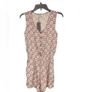 Victoria collection pink and white floral romper size medium